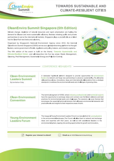Leaflet for CleanEnviro Summit Singapore 2022 Event